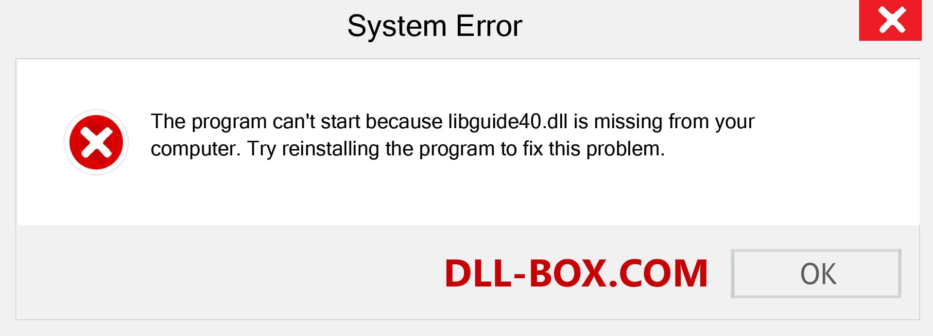  libguide40.dll file is missing?. Download for Windows 7, 8, 10 - Fix  libguide40 dll Missing Error on Windows, photos, images
